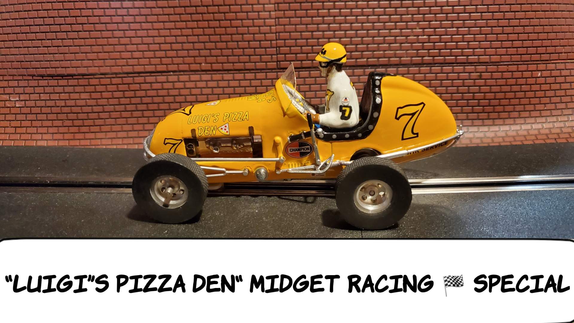 * JUST SOLD, to Tomas R.* * Sale, Save $40 off our Ebay $299.99 Store Sale Price * Midget Racer “Luigi’s Pizza Den” Racing Special 1/24 Scale Slot Car 7