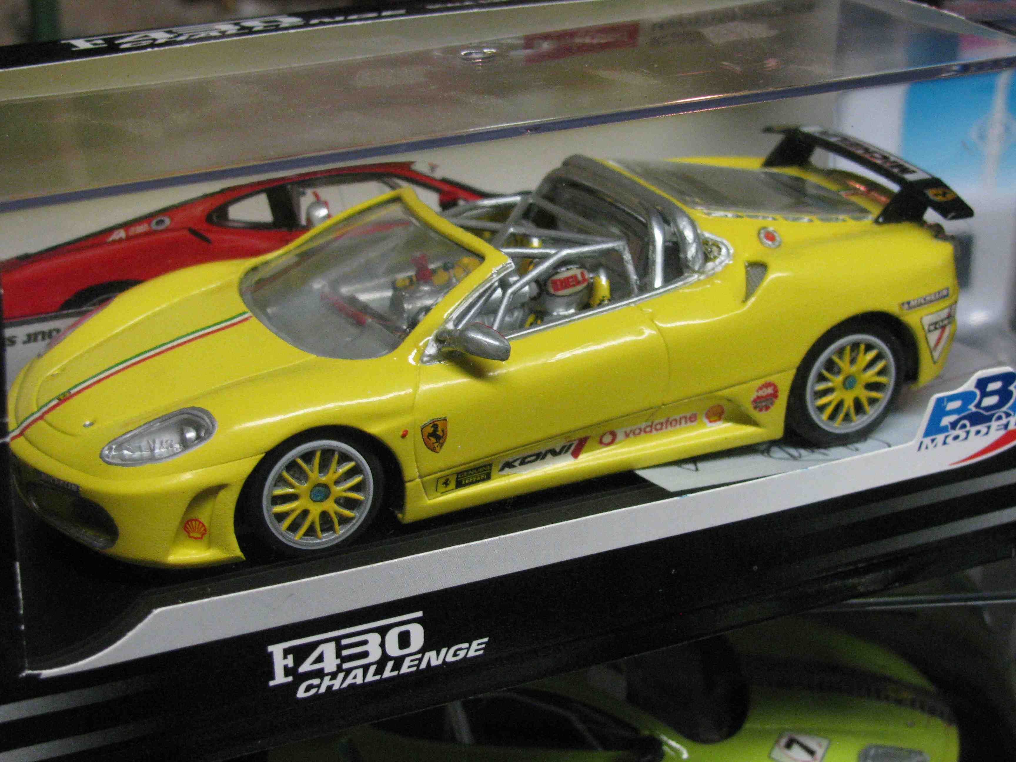 * SOLD * Ferrari F430 Challenge Spyder Slot Car in Yellow, Lots of Custom Work