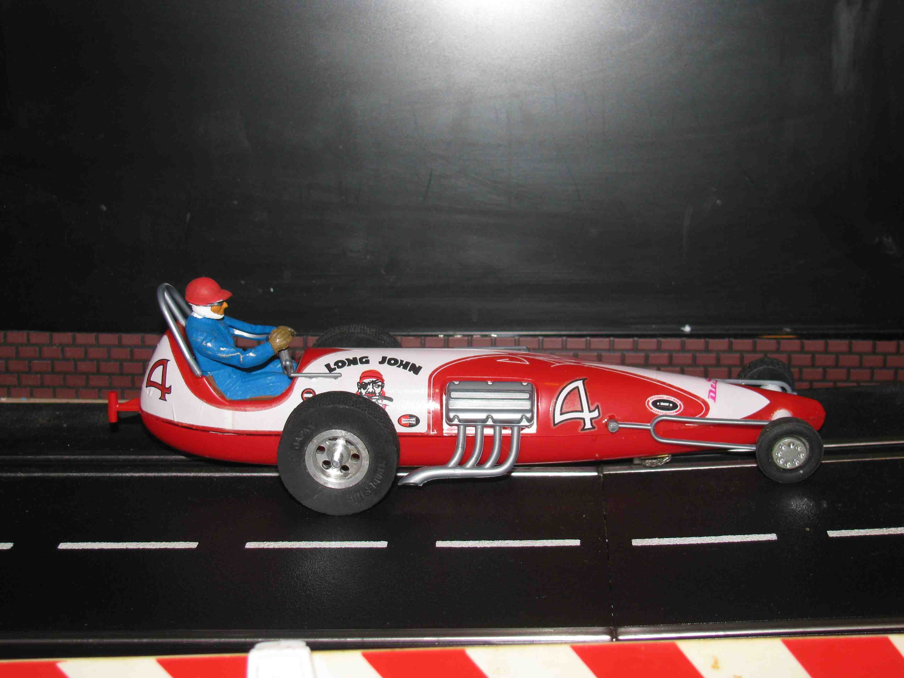 * SOLD * Vintage Monogram Revell Long John Dragster Slot Car 1/32 Scale – Red – Car #4 VI